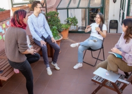 aftercare support group meeting in a circle after residential addiction treatment