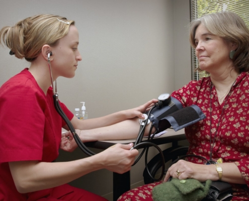 Nurse checking a patient blood pressure during medically supervised benzodiazepine detox