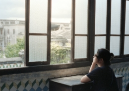 A quiet domestic scene in evening light
