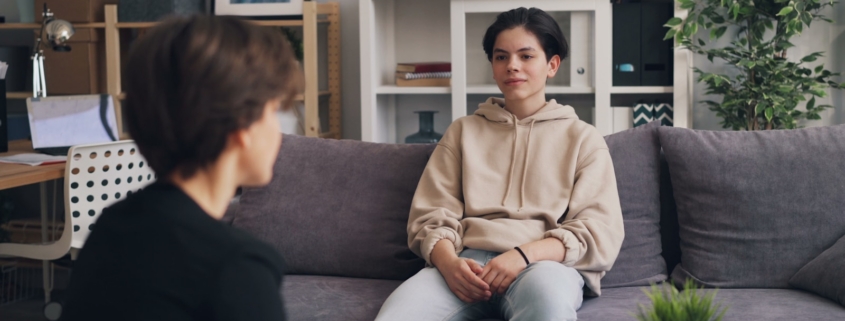 Somatic experiencing therapy for trauma and addiction in residential treatment: clinician and adult client in a calm therapy room